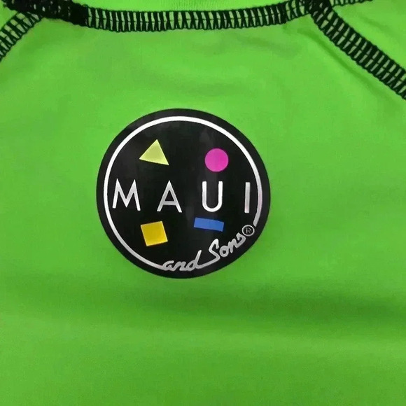 NWOT Maui And Sons Rash guard Men SPF 50+ Swim shirt green # MRG 1610 XL - Picture 7 of 7